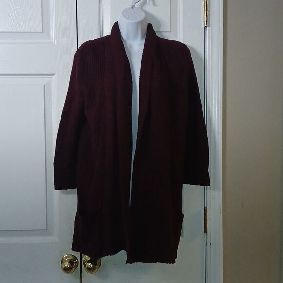 CHAPS deep purple  open front cardigan  Sz PM  NWOT - Picture 1 of 8